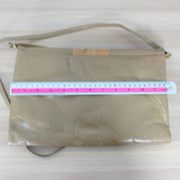 VINTAGE Leather Bag Beige Crossbody Snakeskin Sling Neutral Medium Purse Boho 90 - Picture 6 of 16